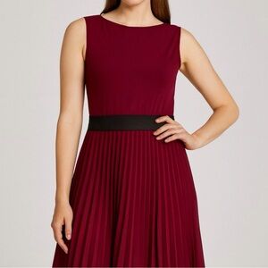 The Limited Deep Red Midi Dress with Black Accent